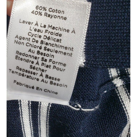 Womens Sweater TALBOTS White &Blue Striped Cotton Knit Cardigan 3/4 Slv Sz Small - Picture 7 of 8